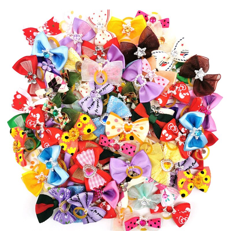 10/20/30 Pcs Pet Bows Hond Haar Strikken Voor Yorkshirk Kleine Honden Haaraccessoires Grooming Bows Rubber bands Hond Bows Dierbenodigdheden