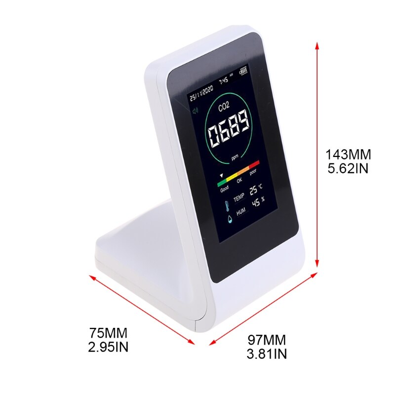 CO2 Detector Semiconductor/infrared Temperature Humidity Monitor Porous High Accuracy Air Monitor
