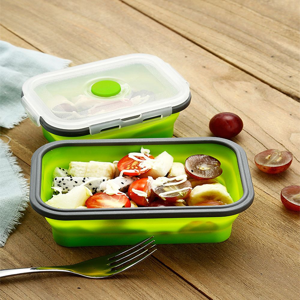 Silicone Folding Lunch Box Rectangle Portable Bowl Food Container Kitchen Picnic Box Eco-Friendly Collapsible Storage Tableware