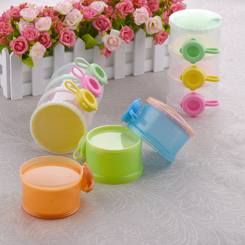 1PCS 3 Layers Portable Infant Baby Milk Powder Formula Dispenser Storage Box Bins Container Food Storage Feeding Box Side Opener