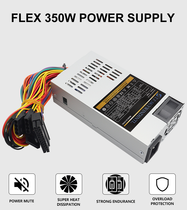 Fonte de Alimentação T.F.SKYWINDINTL 1U Flex 350W com Ventoinha Silenciosa para Máquina POS, PC Industrial, Computador Desktop Mini-ITX para Jogos