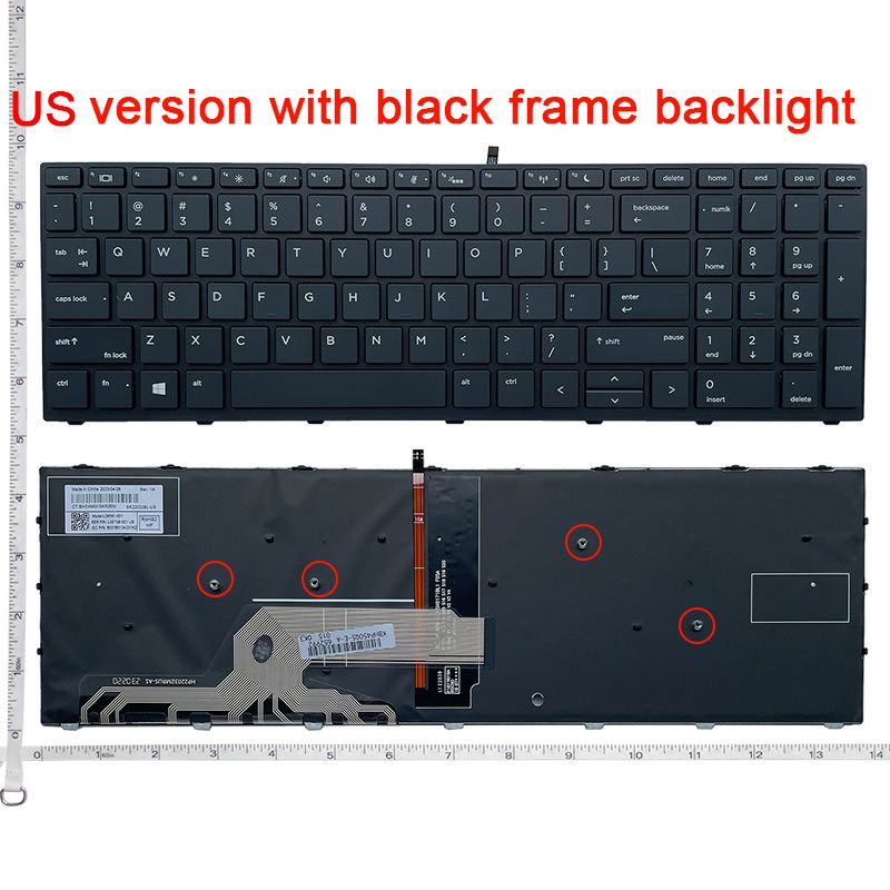 US/SP/UK laptop keyboard for HP Probook 450 G5 455 G5 470 G5 650 G4 650 G5 English black keyboard Backlit: Blue