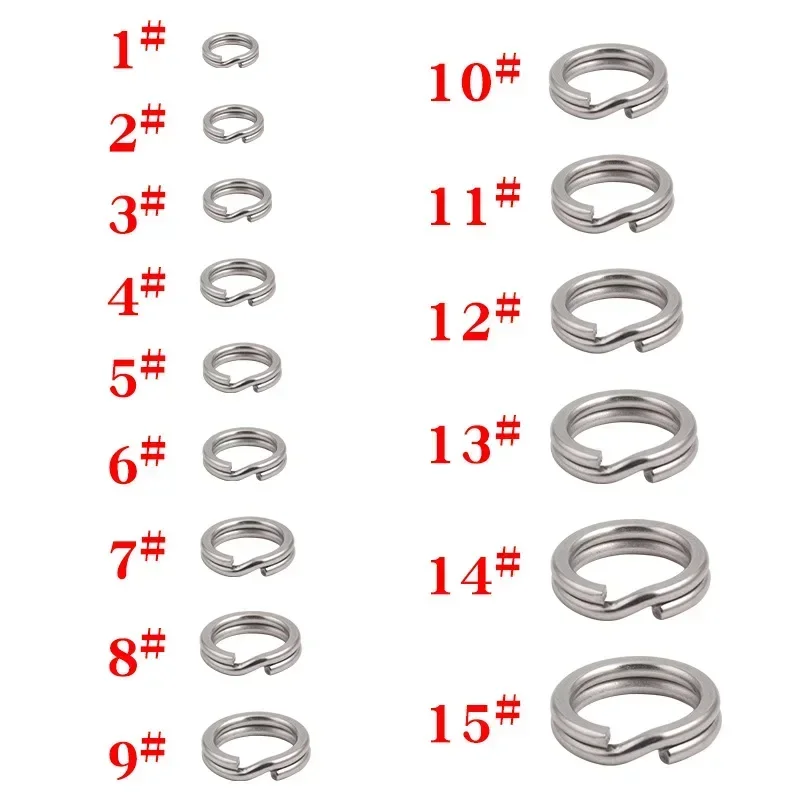50pcs Split Ring Keyrings Strong Fishing Connectors Snap Rings Stainless Steel Key Chain Links Hooks