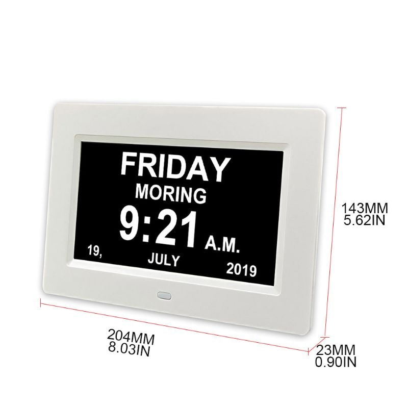 7 "zoll Digital Uhr Kalender mit Datum Schild Erinnerung für Ältere und freundlicher N1HF