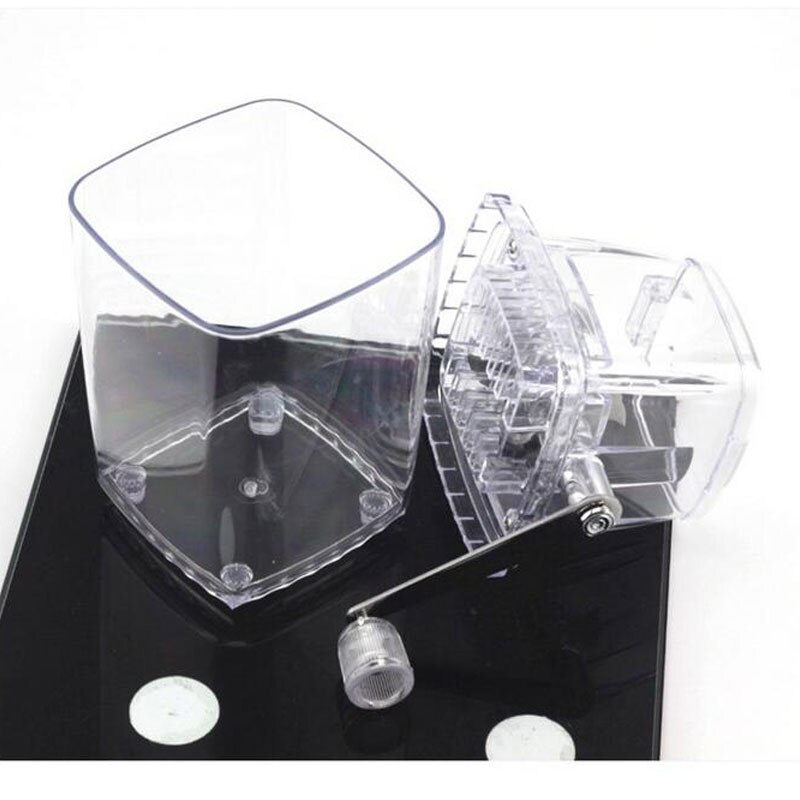 Transparent Manual Ice Crusher Hand Crank Operated Snow Cone Maker Machine 11x11x23cm Home Parties DIY Ice Cream Candy Frappe