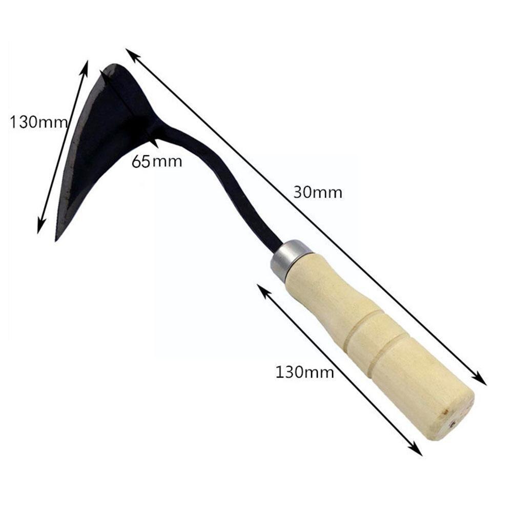 Gardening Hoe Small Wooden Handle Crooked Triangular Seedling Tip Tools Digger Hoes Agriculture Garden Tool Multifunctional K7z1