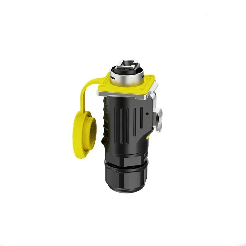 EW-LP24 Industrial Waterproof M24 Plug Socket Panel Mount Signal Ethernet Network RJ45 Connector Adapter IP67