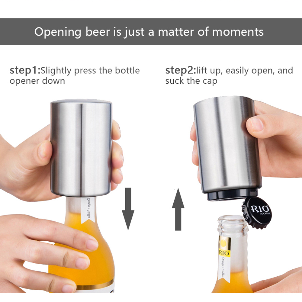 Automatische Flesopener Rvs Opener Bier Soda Cap Wijn Drinken Flesopener Set Keuken Accessoires Tool Gadgets