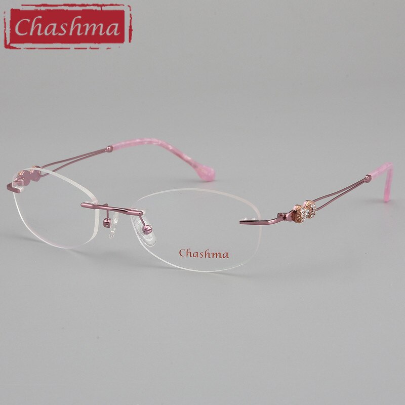 Chashma Randlose Rahmen Weibliche Rahmenlose Brillen Spectalces Optische Brillen Frauen Klar Linsen: Rosa