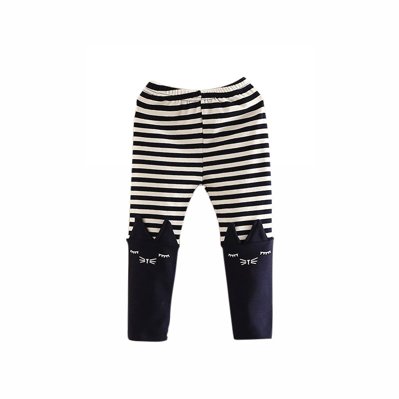 primavera otoño 2 8 10 años 90 130 140 cm niños azul marino algodón gris rayas empalmado gato dibujos animados niños bebé niña Leggings