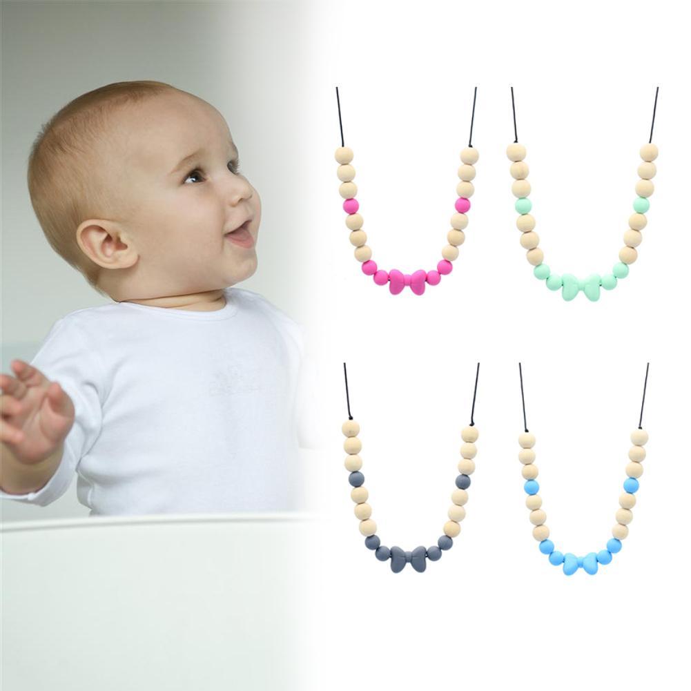 Baby Siliconen Strik Ronde Bead Charm Bijtring Ketting Verpleging Kinderziektes Speelgoed