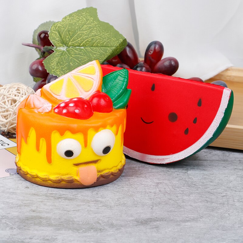 Slow Rebound Simulation Decompression Food Watermelon Cake Squeeze Toy Slow Rising Decompression Toys Funny Children