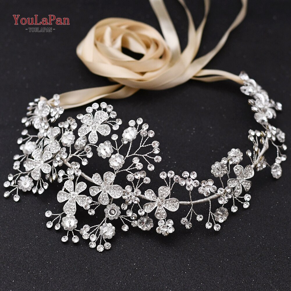 YouLaPan SH273 Princess Bridal Belt with Alloy Flower Rhinestone Applique Belts Women Belts with Diamonds Style Bridal Belt: champagne