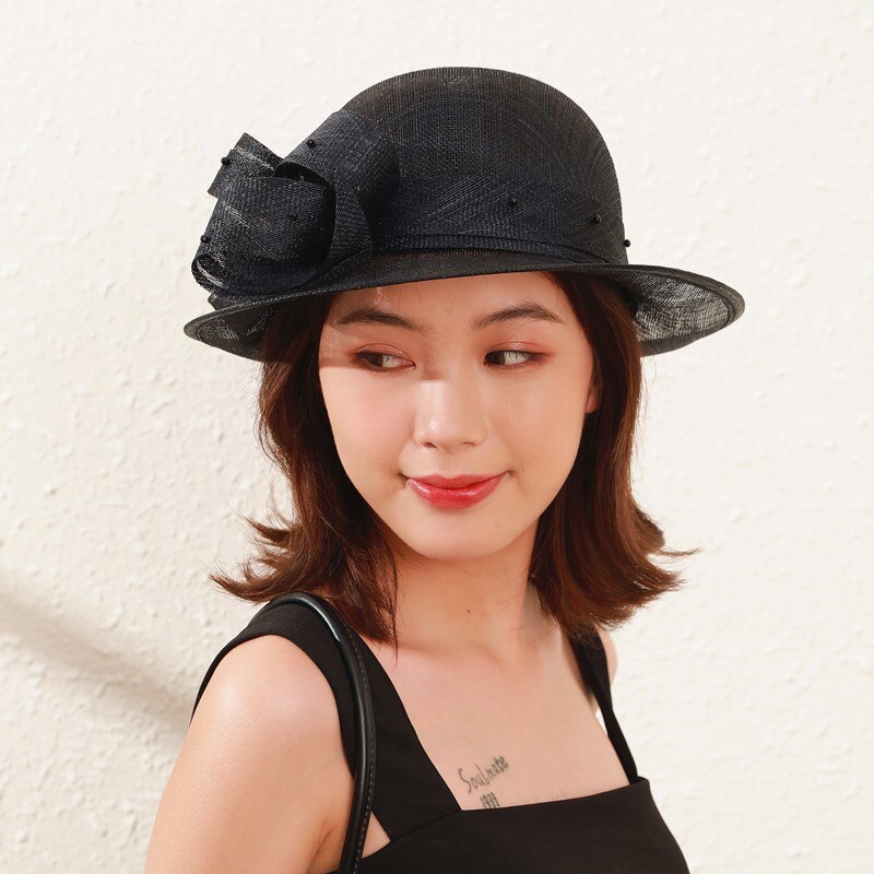 UK Lady Philippine Sinamay Hat Women Church Fascinators Wedding Kentucky Derby Hats Party Flower Fedoras Hats Cloche Hat