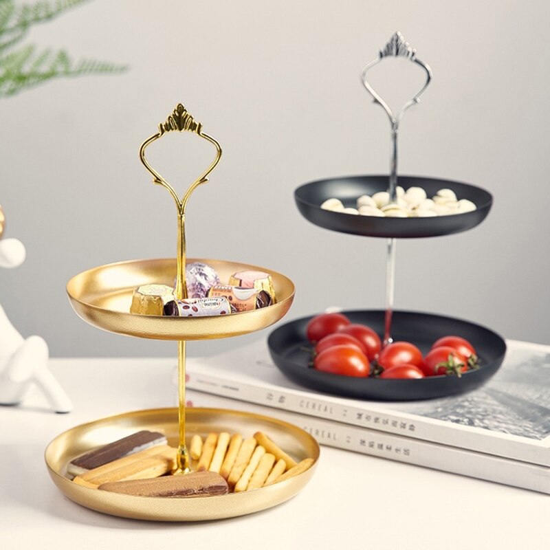 Plateau de rangement de fruits à Double couche, présentoir à gâteaux, à desserts de fête en famille, décoration de mariage, accessoires de cuisine