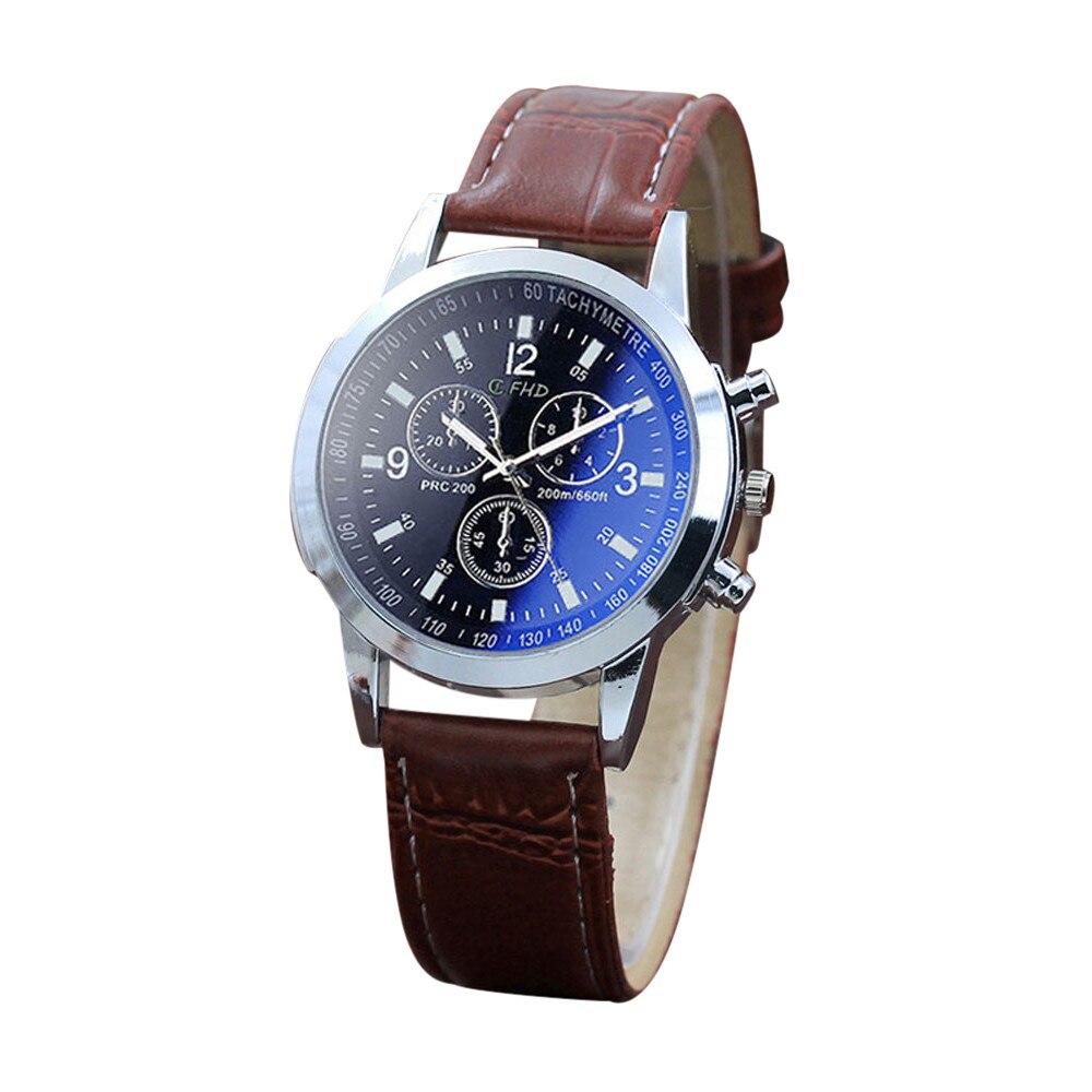 bleu Ray verre montre neutre Quartz simule montre-bracelet Reloj de hombre