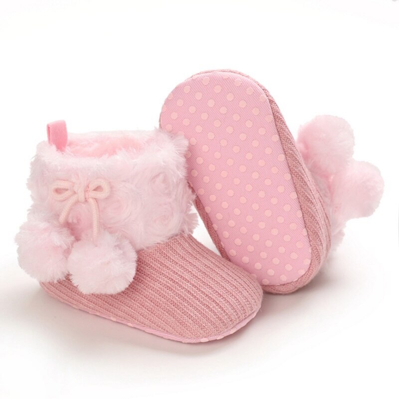 Höst vinter nyfödd baby skor flicka pojke prickiga stickat stövlar casual sneakers halkfria promenadskor med mjuk sulor