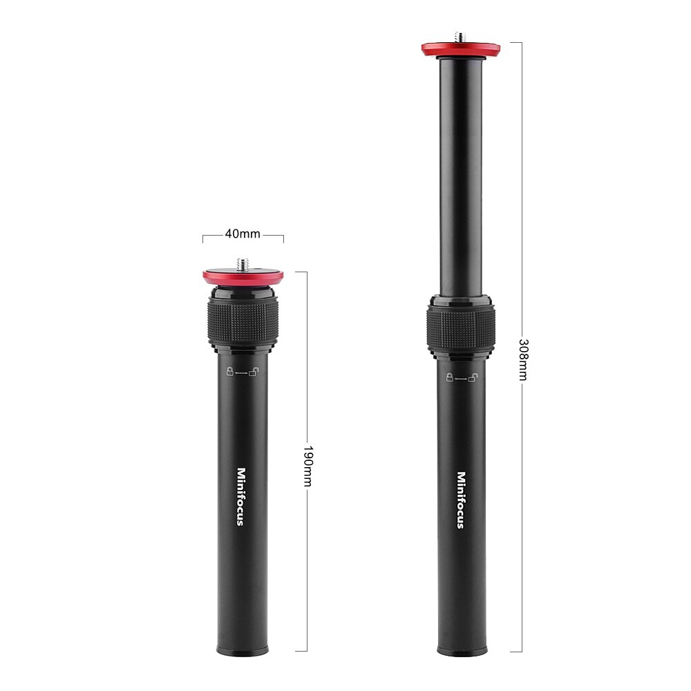 Tubo de extensión de columna central para trípode, extensor de montaje de cámara, varilla telescópica, poste de 2 secciones para cámara DSLR, trípodes de cardán de mano