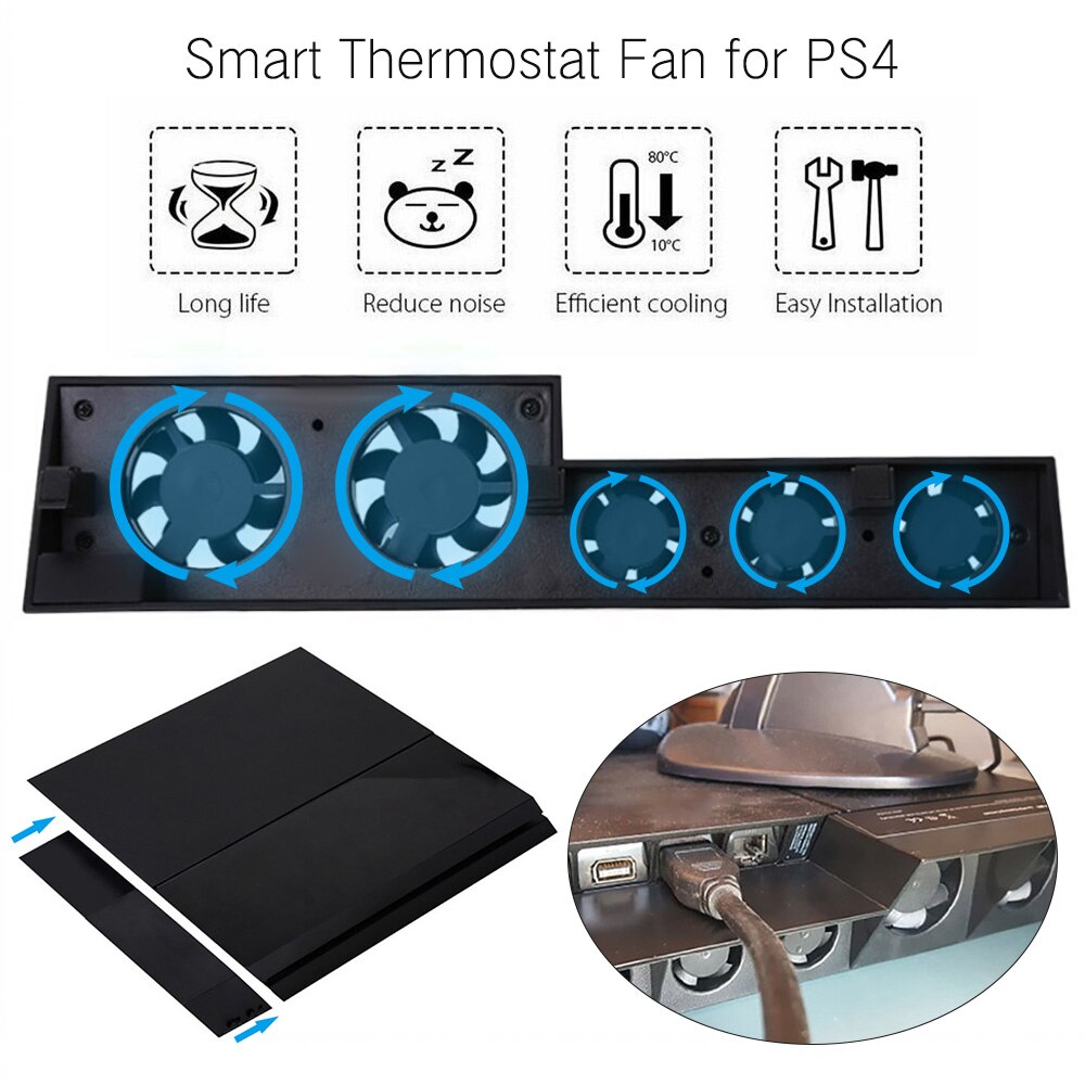 Warmteafvoer Turbo Ventilator Voor PS4 Console Koelkast Koelventilator Externe Usb 5-Fan Temperatuurregeling Voor Playstation