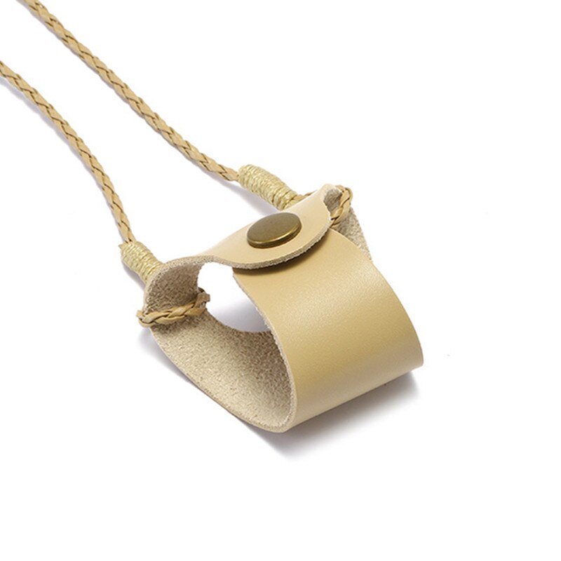 Hangende nekclip brillen tassen dames heren draagbare etui leren brillenkoord schattige beschermhoes: Bruin