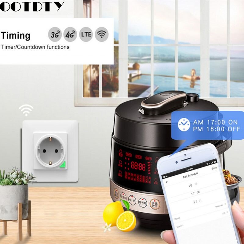 Smart WiFi Wall Socket Intelligent Remote Control EU 16A Wall Outlet Hands-free Voice Control Scheduled Timing Setting