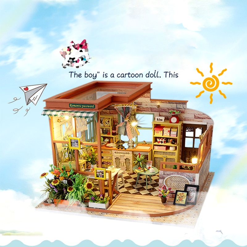 Diy Hütte Romantische Passwort Verholzung Manuelle Architektur Modell Dachboden Originalität Montieren