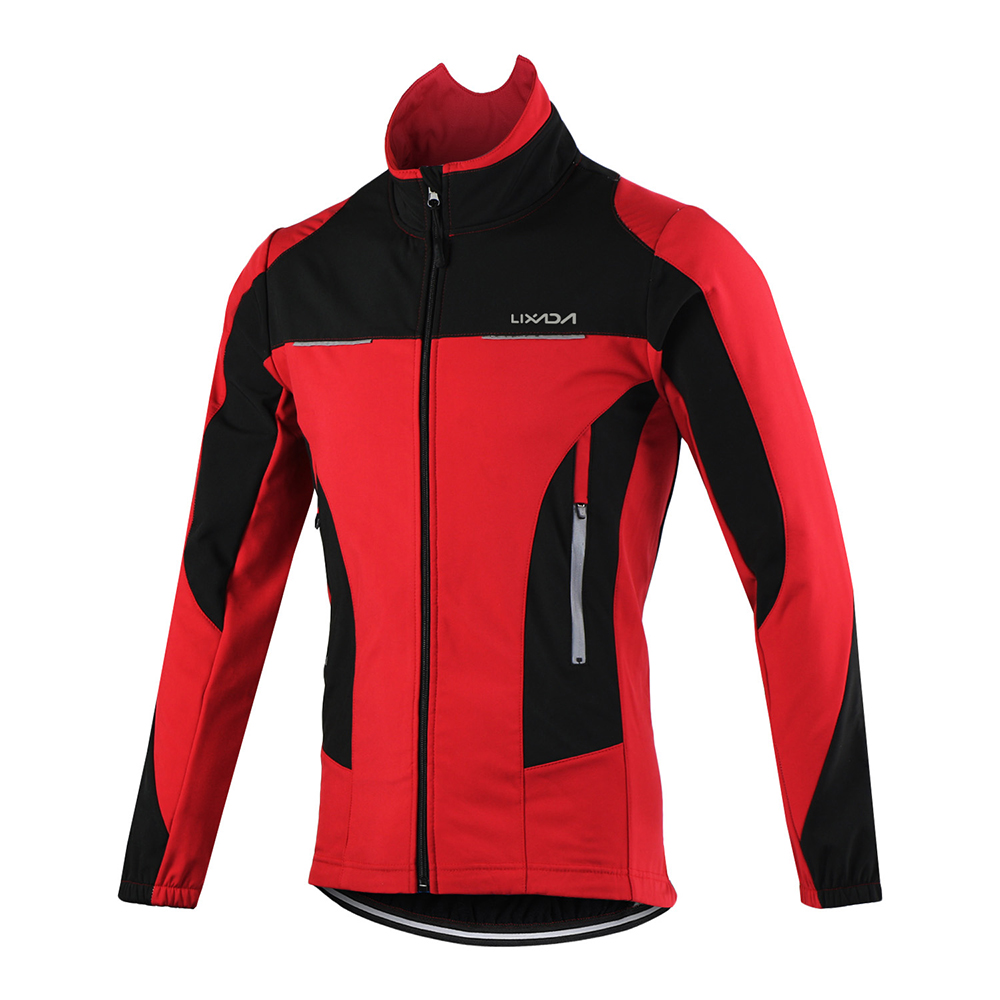 Lixada Mannen Outdoor Fietsen Jas Winter Thermische Ademende Comfortabele Lange Mouwen Jas Waterbestendig Rijden Sportkleding: M / Rood