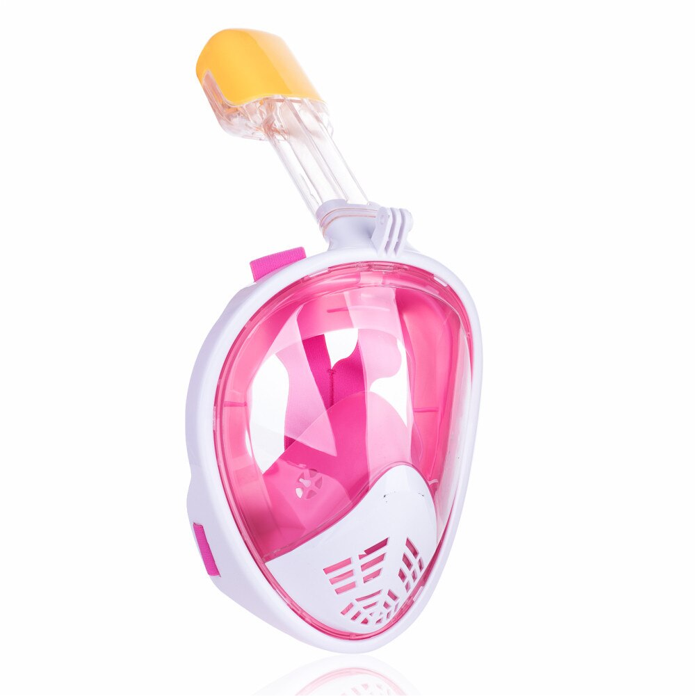 Full Face Snorkel Mask Snorkeling Mask with Detachable Camera Mount 180° Panoramic Anti-Fog Anti-Leak Diving Mask: Pink / L/XL