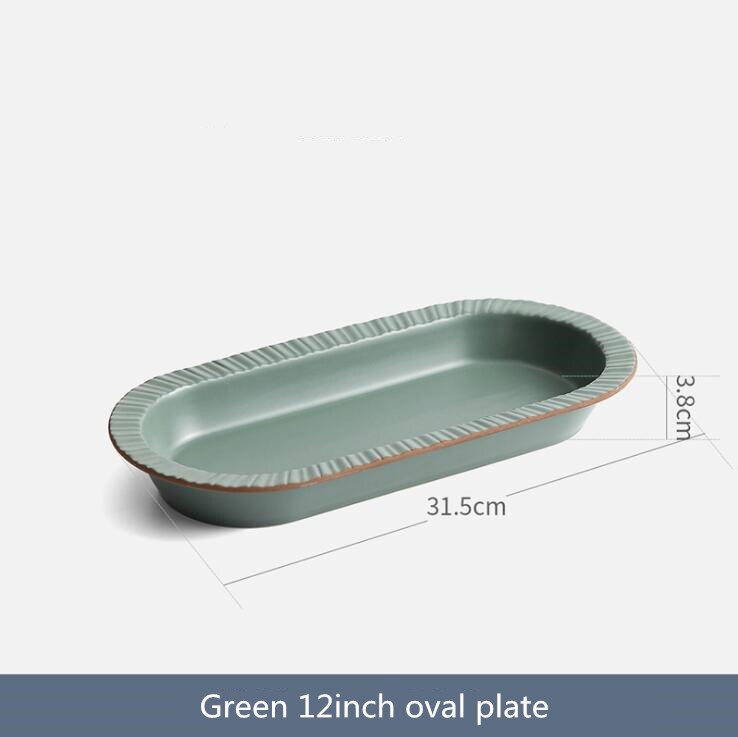 6PCS Flat Ceramic Steak Plate Salad Plates