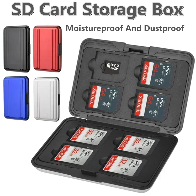 12 Slots Waterproof SD Card Case Micro SD Card Holder for Microsd Case Soft Foam Interior Memory Card Storage Box with Lanyard