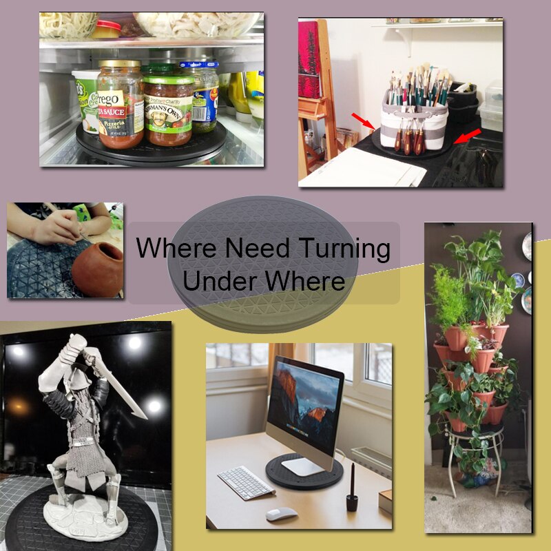 12Inch/30cm Plastic Rotating Plate Lazy Susan Pottery Wheel Turntable Clay Pottery Wax Sculpture Carving Turning Display Spinner