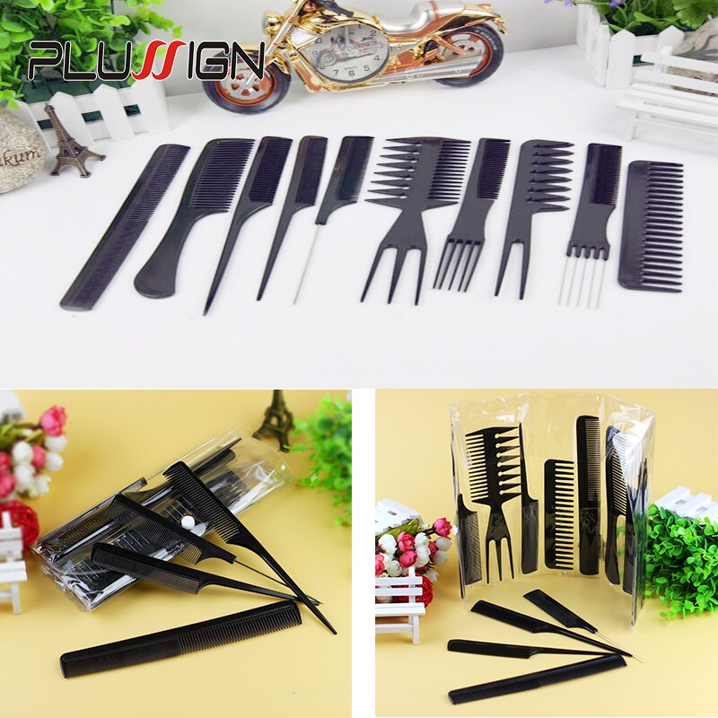 Draagbare Haar Borstel Plastic Haarborstels Voor Kappers Plussign Professionele Kam Set 10 Stuks Haar Kam Voor Haar Styling