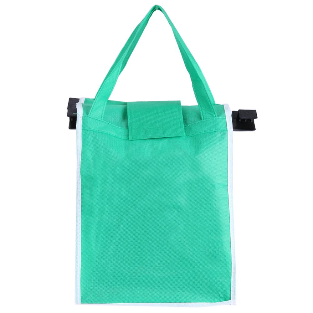 1pc Women Foldable Large Shopping Bags Trolley Clip-To-Cart Grocery Shopping Totes Portable Reusable Eco-friendly Bags Handbags