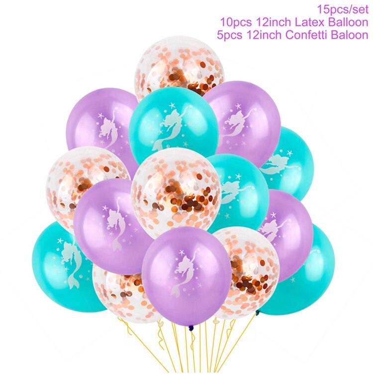 Huiran Mermaid Balloon Happy Birthday Ballon Little Mermaid Birthday Party Decor Kids Balloons Foil Baloon Giant Balony Balon