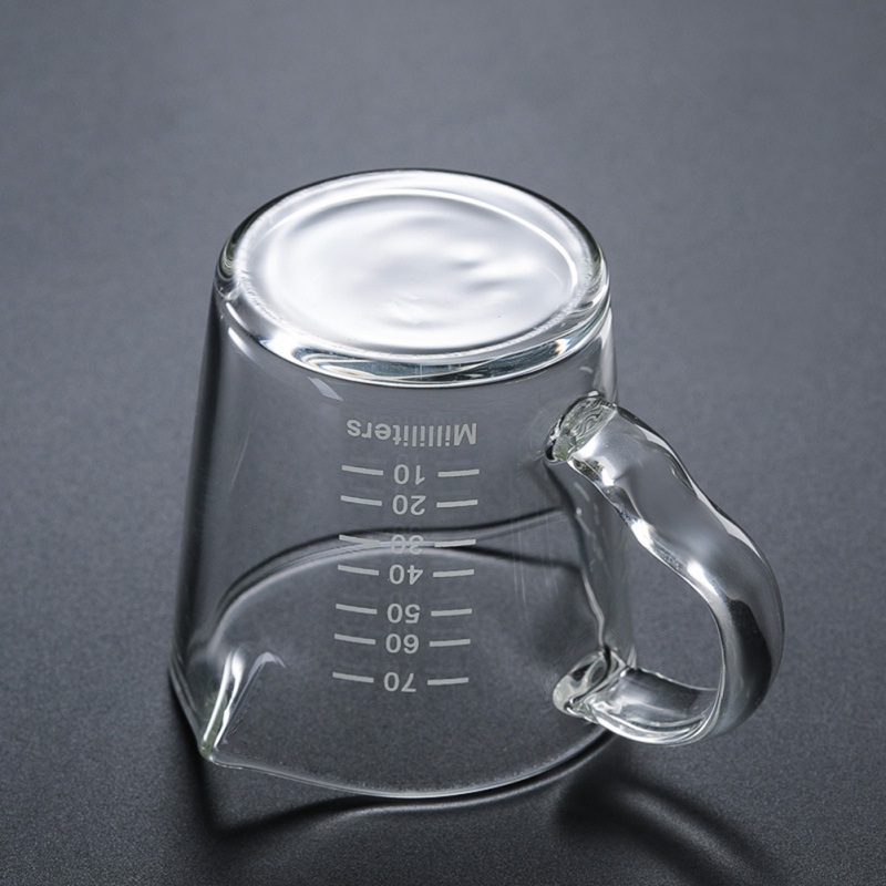 1 stk varmebestandig glass målekopp jigger til espressokaffe dobbel munn unse kopp 70ml liten melkekopp med skala