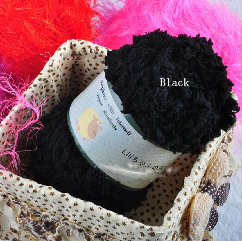 Super Soft Smooth Chunky Acrylic Double Knitting Wool Yarn Colorful Skein Ball Yarn For DIY Knitting Craft Baby Clothes Hat: black
