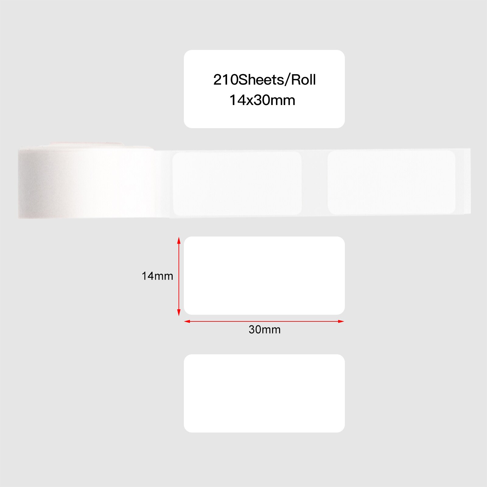 Aibecy Blank Label Paper Self-Adhesive Thermal Paper Roll 15*50mm 130sheets/roll Compatible with Phomemo D30 Thermal Printer: 14x30mm-210 sheets