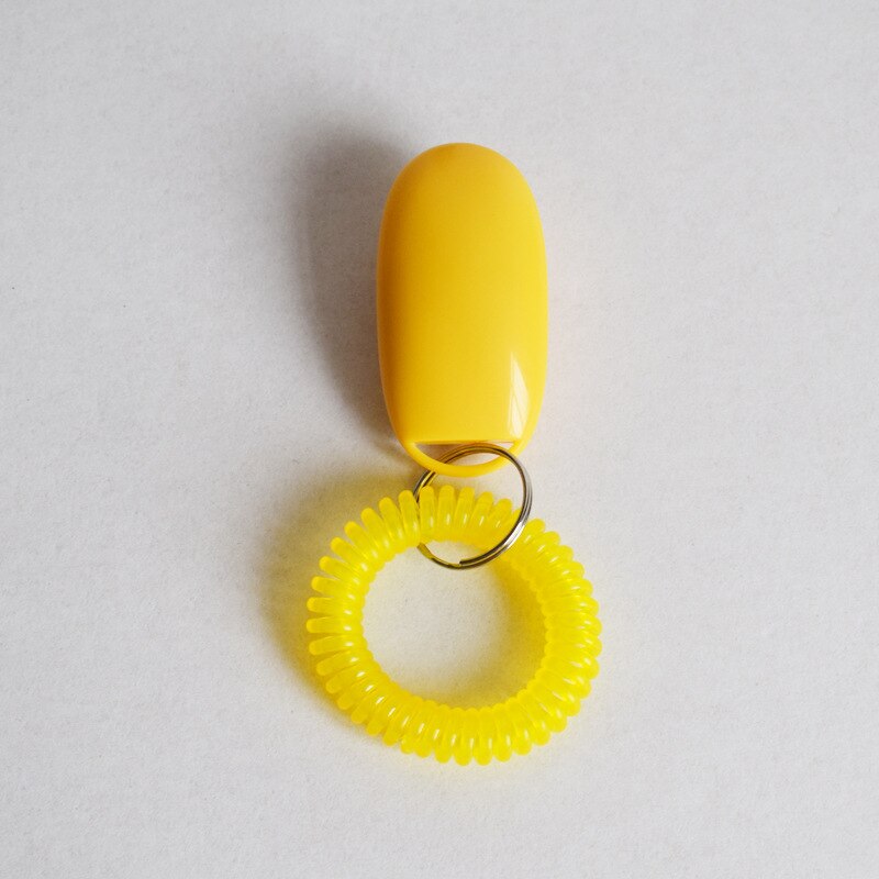 5pcs Pet Cat Dog Training Clicker Portable Dog Button Clicker Sound Trainer Pet Train Tool Wrist Strap Key Chain Accessory: Yellow