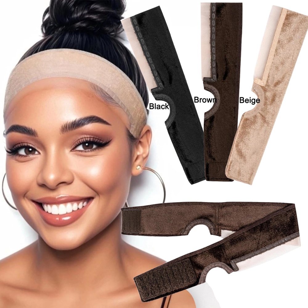 Fascia per parrucca in pizzo per donna, pinza per parrucca con bordi in pizzo naturale con ritagli per le orecchie, 1 fascia per parrucca regolabile antiscivolo