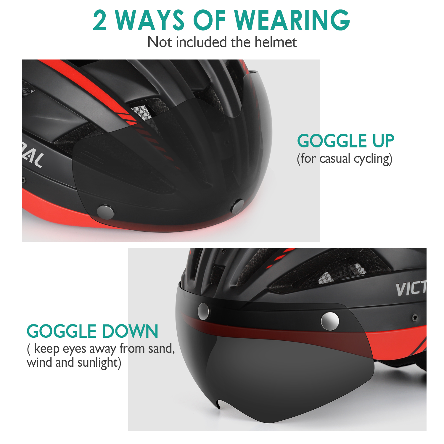 VICTGOAL Fahrradhelm Linse Magnetbrille UV-Schutz Sonnenbrille MTB Rennrad Helme Visier für Mann Nacht Fahrradbrille