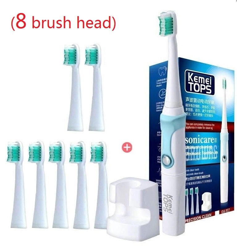 Rechargeable electric toothbrush ultrasonic toothbrush for children kids adults sonic teeth brush waterproof Original unopened: total 8 brush head