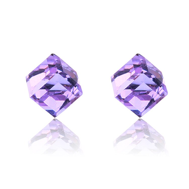 1 Paar Kleur Cube Clip Oorbellen Voor Man Zirkoon Oor Piercing Sieraden Vrouwen Jongen: purple