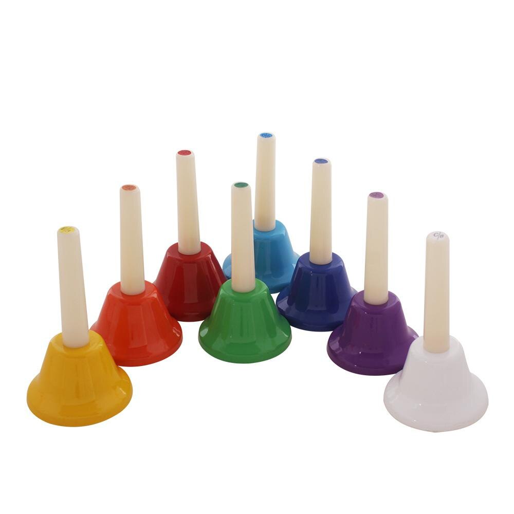 8 stk håndklokke håndklokke 8- note farverige barn børn musikalsk legetøj percussion instrument