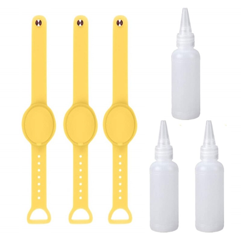 3Pcs Liquid Wristband Hand Dispenser Silicone Refillable Wristband for Adult Kid Wearable Dispenser Bracelet Bangles Kit: Y