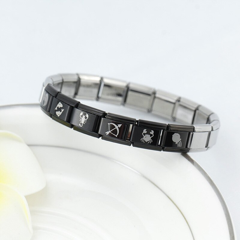 Hapiship-abalorios originales de margaritas negras para pulsera, eslabones de 9mm, joyería de acero inoxidable, DJ353, 1 ud.