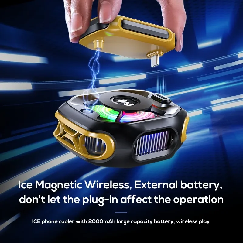 MEMO CX12, Mobile Phone Cooler with External Battery, Magnetic Semiconductor Ice Cooling Fan Radiator with AI