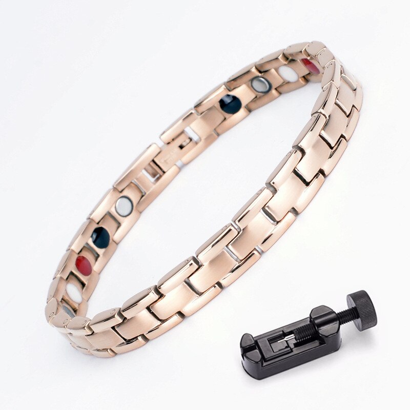 Energieheilungsarmband aus titanstahl, magnettherapie-Armbinde aus Germanium für damen und herren: Werkzeug aus roséGold