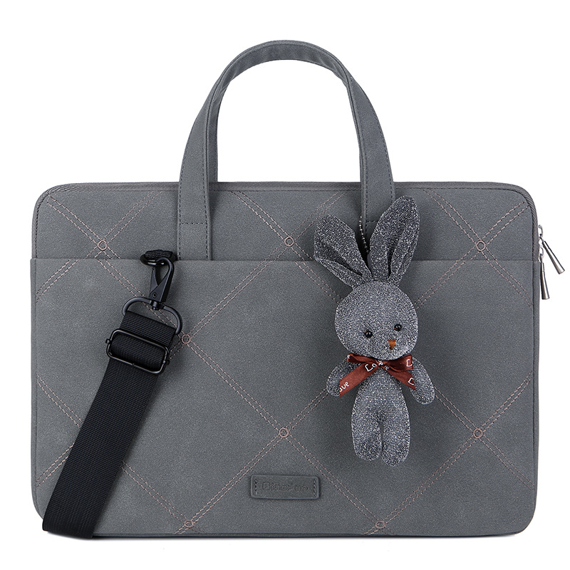 Modische Laptoptasche, Handtasche aus mattiertem Stoff, 13-Zoll-Innenfach, 15,6 Zoll 14 Zoll Einzelschulter: 15,6-zoll / dunkel Grau