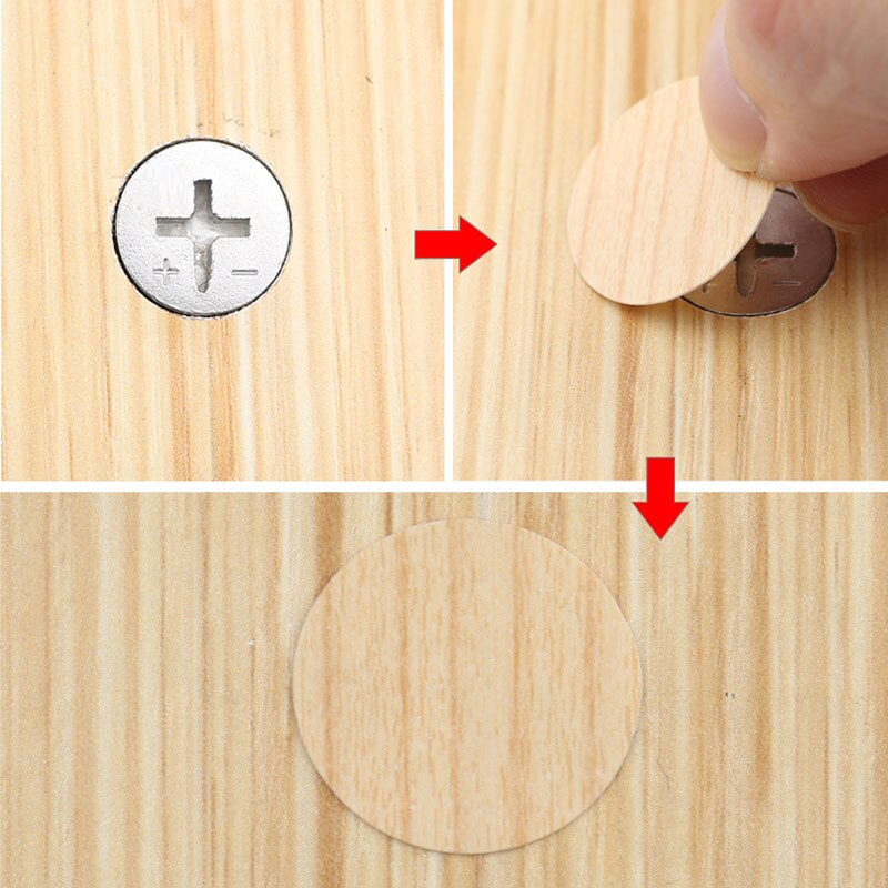Lámina de PVC autoadhesiva para decoración de muebles, láminas de 21mm, tapas para cubrir tornillos, pegatinas, artesanía de madera, ornamento de armario de escritorio, 54 Uds./hoja