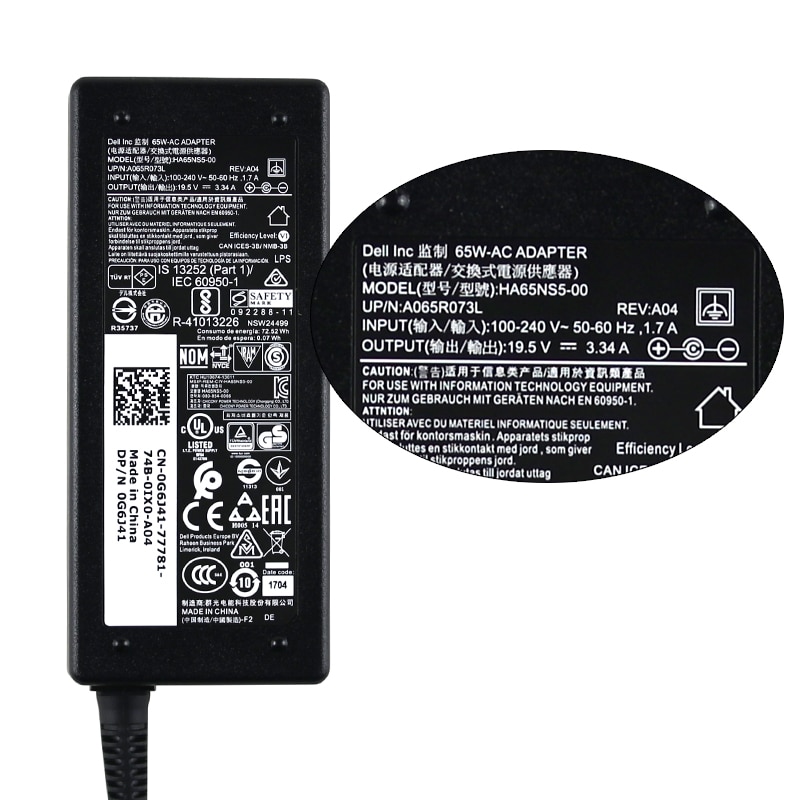 DELLL Original 65W power adapter Laptop Ac Adapter Charger For dell 14 7000 7572 7460 15 7560 latitude 3490 3390 HA65NS5-00